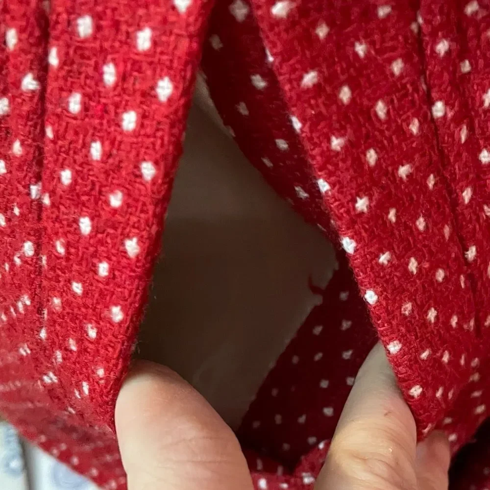 Anthropologie Sanctuary Clothing Retro Red Coat with white Polka Dots